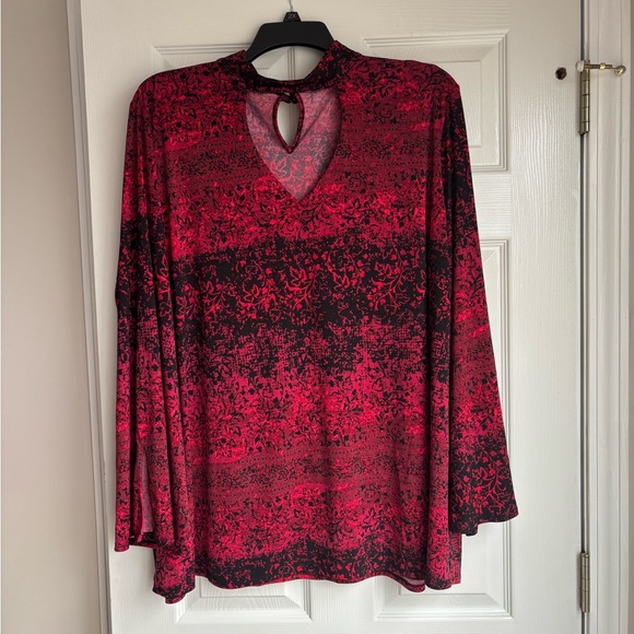 Cato Tops - Cato Red and Black Patterned Blouse
